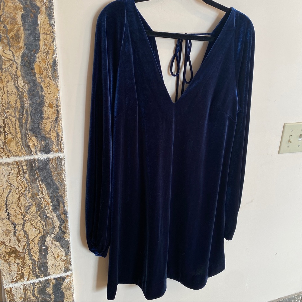 Free People Navy Velvet Shift Dress